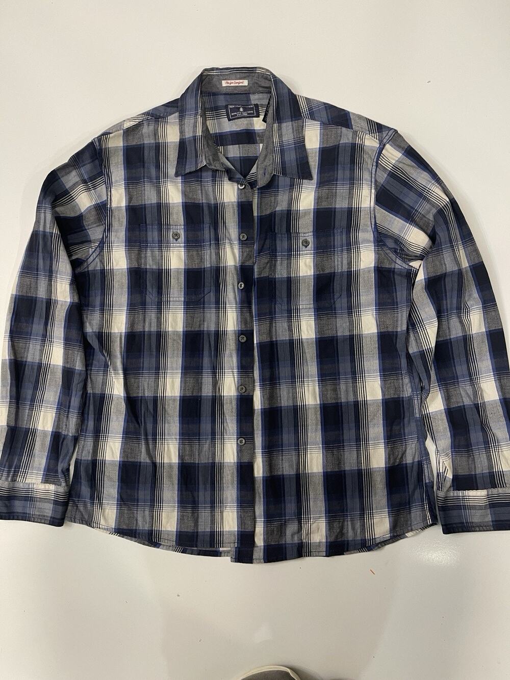NORTHWEST WOOD Men's Plaid Button Up Long Sleeve Shirt XL